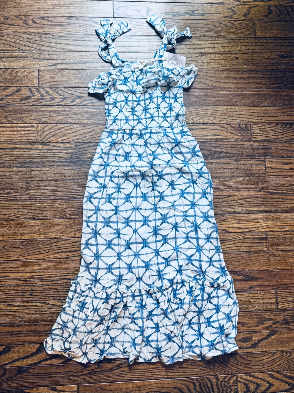 Jessica Simpson Blue and White Patterned Gauzey Girls' Maxi Sundress
